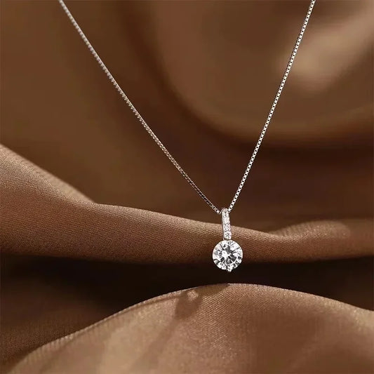 Collier rond en argent sterling 925 et zircon pour femme, style minimaliste